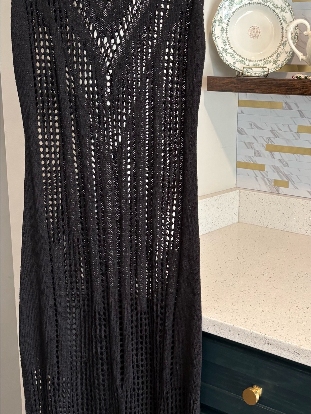 NWT Bsubseach Black Crochet Swim Coverup Dress